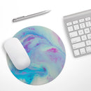 Marbleized Pink and Blue Paradise V371// WaterProof Rubber Foam Backed Anti-Slip Mouse Pad for Home Work Office or Gaming Computer Desk