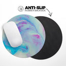 Marbleized Pink and Blue Paradise V371// WaterProof Rubber Foam Backed Anti-Slip Mouse Pad for Home Work Office or Gaming Computer Desk
