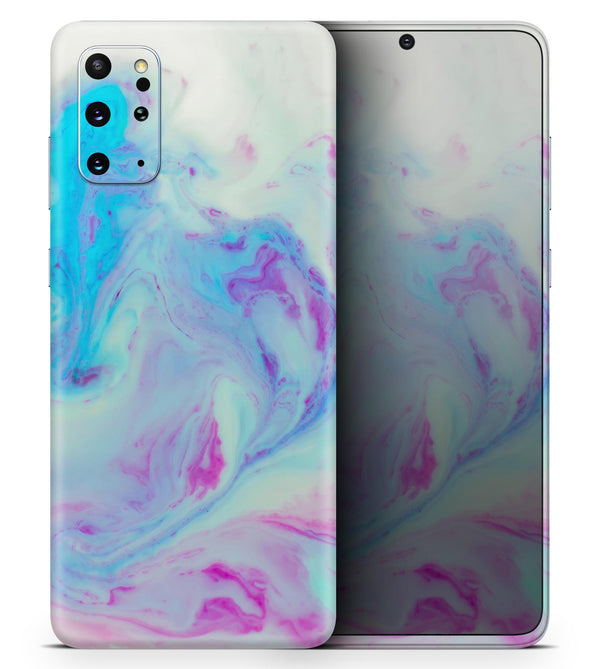 Marbleized Pink and Blue Paradise V371 - Skin-Kit for the Samsung Galaxy S-Series S20, S20 Plus, S20 Ultra , S10 & others (All Galaxy Devices Available)