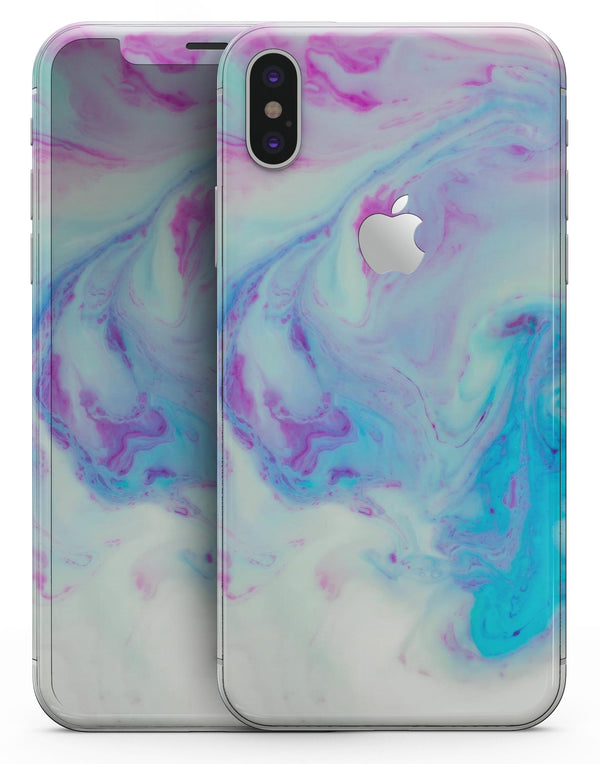 Marbleized Pink and Blue Paradise V371 - iPhone X Skin-Kit
