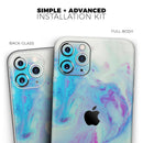 Marbleized Pink and Blue Paradise V371 - Vinyl Skin Wrap for iPhone 17 Pro Max, 17 Pro, 17 Air, 17, 16 & All Models — Soft Matte or Ultra Gloss