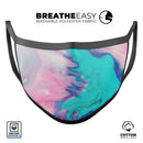 Marbleized Pink and Blue Paradise V432 - Made in USA Mouth Cover Unisex Anti-Dust Cotton Blend Reusable & Washable Face Mask with Adjustable Sizing for Adult or Child