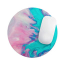 Marbleized Pink and Blue Paradise V432// WaterProof Rubber Foam Backed Anti-Slip Mouse Pad for Home Work Office or Gaming Computer Desk