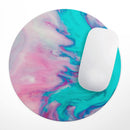 Marbleized Pink and Blue Paradise V432// WaterProof Rubber Foam Backed Anti-Slip Mouse Pad for Home Work Office or Gaming Computer Desk