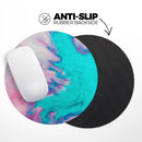 Marbleized Pink and Blue Paradise V432// WaterProof Rubber Foam Backed Anti-Slip Mouse Pad for Home Work Office or Gaming Computer Desk