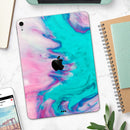 Marbleized Pink and Blue Paradise V432 - Full Body Skin Decal for the Apple iPad Pro 12.9", 11", 10.5", 9.7", Air or Mini (All Models Available)