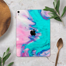 Marbleized Pink and Blue Paradise V432 - Full Body Skin Decal for the Apple iPad Pro 12.9", 11", 10.5", 9.7", Air or Mini (All Models Available)