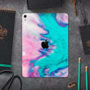 Marbleized Pink and Blue Paradise V432 - Full Body Skin Decal for the Apple iPad Pro 12.9", 11", 10.5", 9.7", Air or Mini (All Models Available)