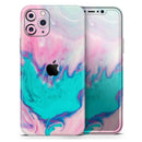 Marbleized Pink and Blue Paradise V432 - Vinyl Skin Wrap for iPhone 17 Pro Max, 17 Pro, 17 Air, 17, 16 & All Models — Soft Matte or Ultra Gloss
