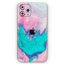 Marbleized Pink and Blue Paradise V432 - Vinyl Skin Wrap for iPhone 17 Pro Max, 17 Pro, 17 Air, 17, 16 & All Models — Soft Matte or Ultra Gloss
