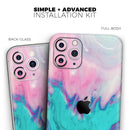 Marbleized Pink and Blue Paradise V432 - Vinyl Skin Wrap for iPhone 17 Pro Max, 17 Pro, 17 Air, 17, 16 & All Models — Soft Matte or Ultra Gloss