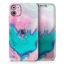 Marbleized Pink and Blue Paradise V432 - Vinyl Skin Wrap for iPhone 17 Pro Max, 17 Pro, 17 Air, 17, 16 & All Models — Soft Matte or Ultra Gloss