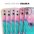 Marbleized Pink and Blue Paradise V432 - Vinyl Skin Wrap for iPhone 17 Pro Max, 17 Pro, 17 Air, 17, 16 & All Models — Soft Matte or Ultra Gloss