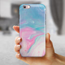 Marbleized Pink and Blue Paradise V482 iPhone 6/6s or 6/6s Plus 2-Piece Hybrid INK-Fuzed Case
