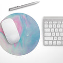 Marbleized Pink and Blue Paradise V482// WaterProof Rubber Foam Backed Anti-Slip Mouse Pad for Home Work Office or Gaming Computer Desk