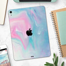 Marbleized Pink and Blue Paradise V482 - Full Body Skin Decal for the Apple iPad Pro 12.9", 11", 10.5", 9.7", Air or Mini (All Models Available)