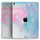 Marbleized Pink and Blue Paradise V482 vinyl skin on Apple iPad