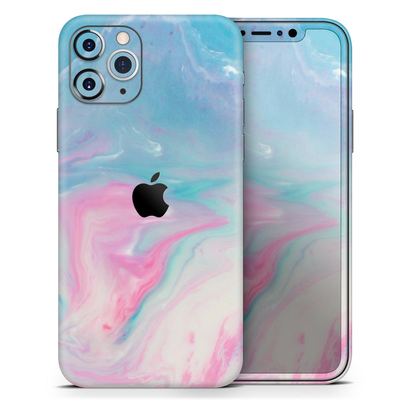 Marbleized Pink and Blue Paradise V482 - Protective Skin Wrap & Decal – Compatible with iPhone SE to iPhone 17 Pro Max (All Models)
