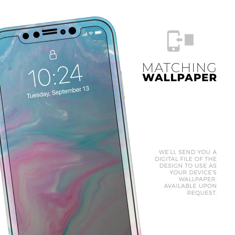 Marbleized Pink and Blue Paradise V482 - Protective Skin Wrap & Decal – Compatible with iPhone SE to iPhone 17 Pro Max (All Models)
