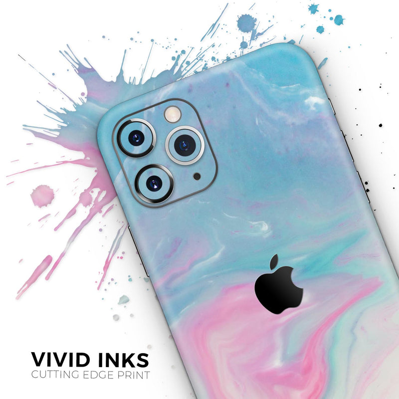 Marbleized Pink and Blue Paradise V482 - Protective Skin Wrap & Decal – Compatible with iPhone SE to iPhone 17 Pro Max (All Models)