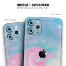 Marbleized Pink and Blue Paradise V482 - Protective Skin Wrap & Decal – Compatible with iPhone SE to iPhone 17 Pro Max (All Models)