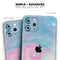 Marbleized Pink and Blue Paradise V482 // Skin-Kit compatible with the Apple iPhone 14, 13, 12, 12 Pro Max, 12 Mini, 11 Pro, SE, X/XS + (All iPhones Available)