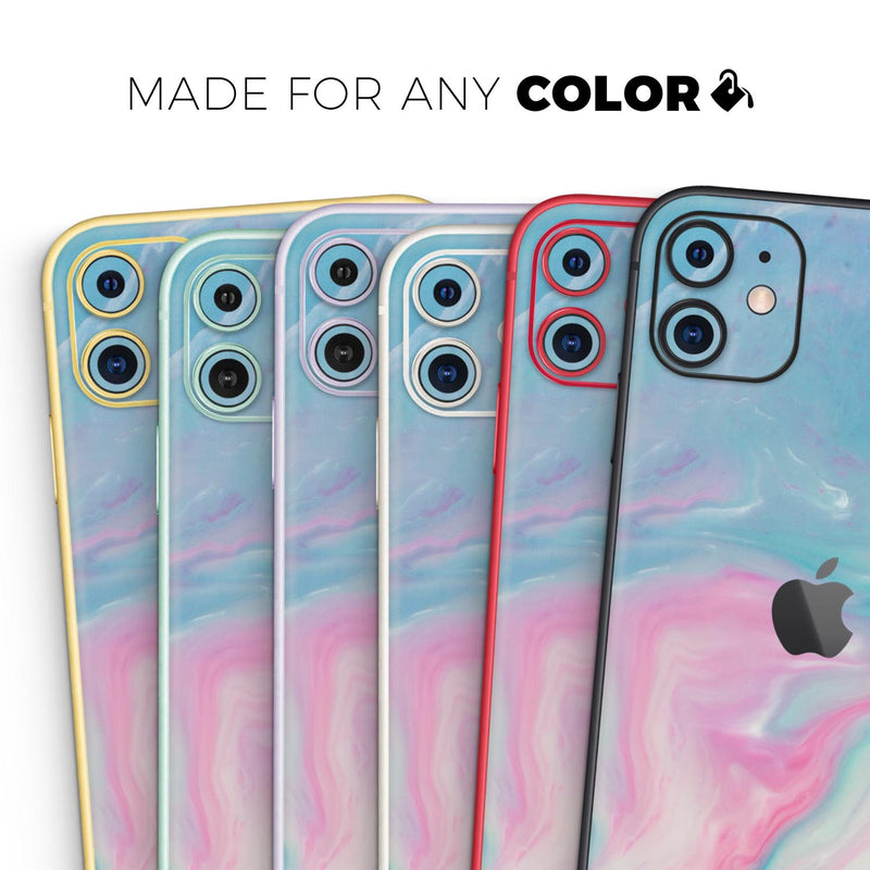 Marbleized Pink and Blue Paradise V482 - Protective Skin Wrap & Decal – Compatible with iPhone SE to iPhone 17 Pro Max (All Models)