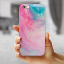 Marbleized Pink and Blue Paradise V712 iPhone 6/6s or 6/6s Plus 2-Piece Hybrid INK-Fuzed Case