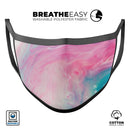 Marbleized Pink and Blue Paradise V712 - Made in USA Mouth Cover Unisex Anti-Dust Cotton Blend Reusable & Washable Face Mask with Adjustable Sizing for Adult or Child
