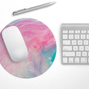 Marbleized Pink and Blue Paradise V712// WaterProof Rubber Foam Backed Anti-Slip Mouse Pad for Home Work Office or Gaming Computer Desk