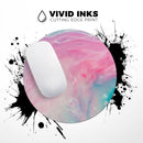 Marbleized Pink and Blue Paradise V712// WaterProof Rubber Foam Backed Anti-Slip Mouse Pad for Home Work Office or Gaming Computer Desk
