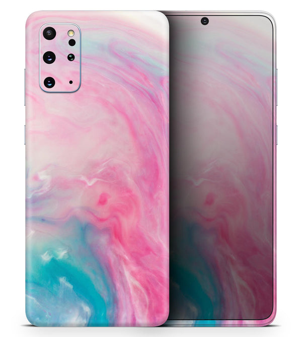 Marbleized Pink and Blue Paradise V712 - Skin-Kit for the Samsung Galaxy S-Series S20, S20 Plus, S20 Ultra , S10 & others (All Galaxy Devices Available)