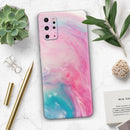 Marbleized Pink and Blue Paradise V712 - Premium Vinyl Skin Decal for Samsung Galaxy S25 Ultra, S24, S23, S22 & All Galaxy S Models