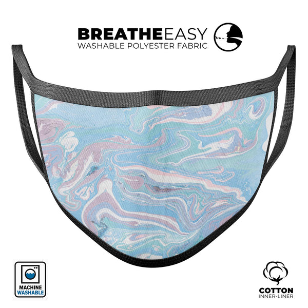 Marbleized Pink and Blue Soft v3 - Made in USA Mouth Cover Unisex Anti-Dust Cotton Blend Reusable & Washable Face Mask with Adjustable Sizing for Adult or Child