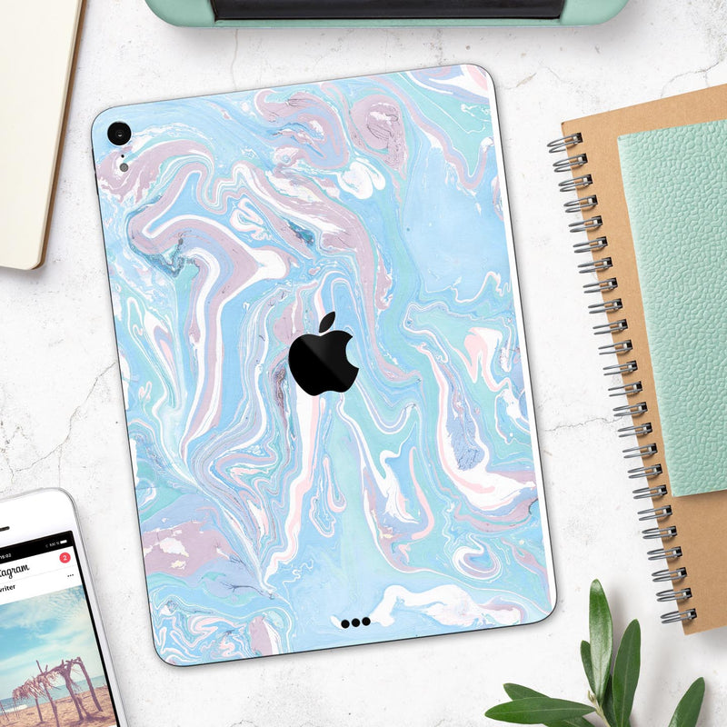 Marbleized Pink and Blue Soft v3 - Full Body Skin Decal for the Apple iPad Pro 12.9", 11", 10.5", 9.7", Air or Mini (All Models Available)