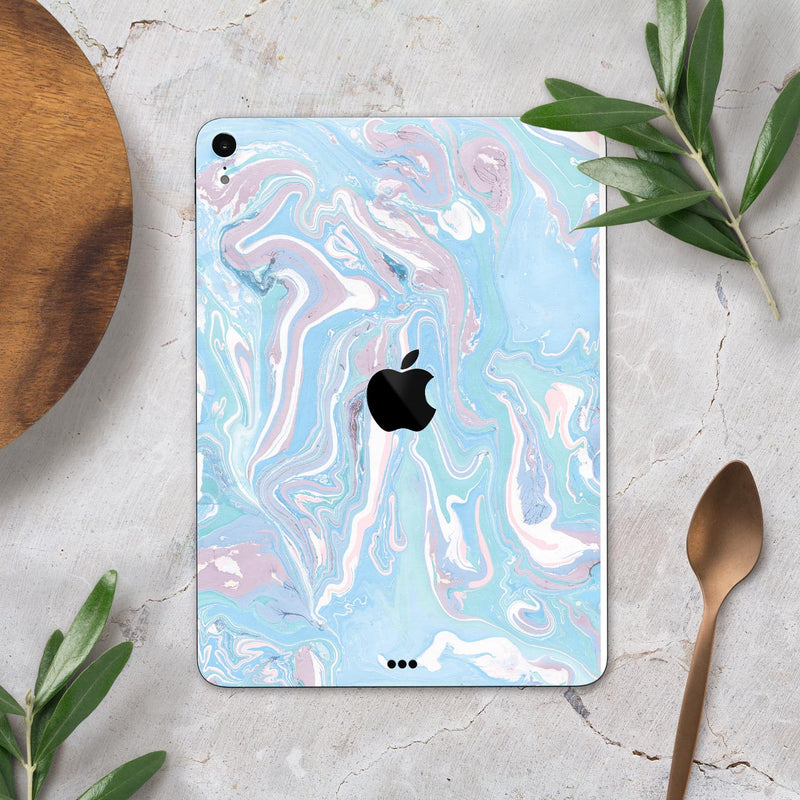 Marbleized Pink and Blue Soft v3 - Full Body Skin Decal for the Apple iPad Pro 12.9", 11", 10.5", 9.7", Air or Mini (All Models Available)