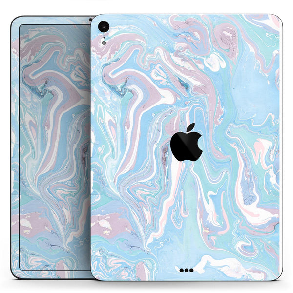 Marbleized Pink and Blue Soft v3 - Full Body Skin Decal for the Apple iPad Pro 12.9", 11", 10.5", 9.7", Air or Mini (All Models Available)