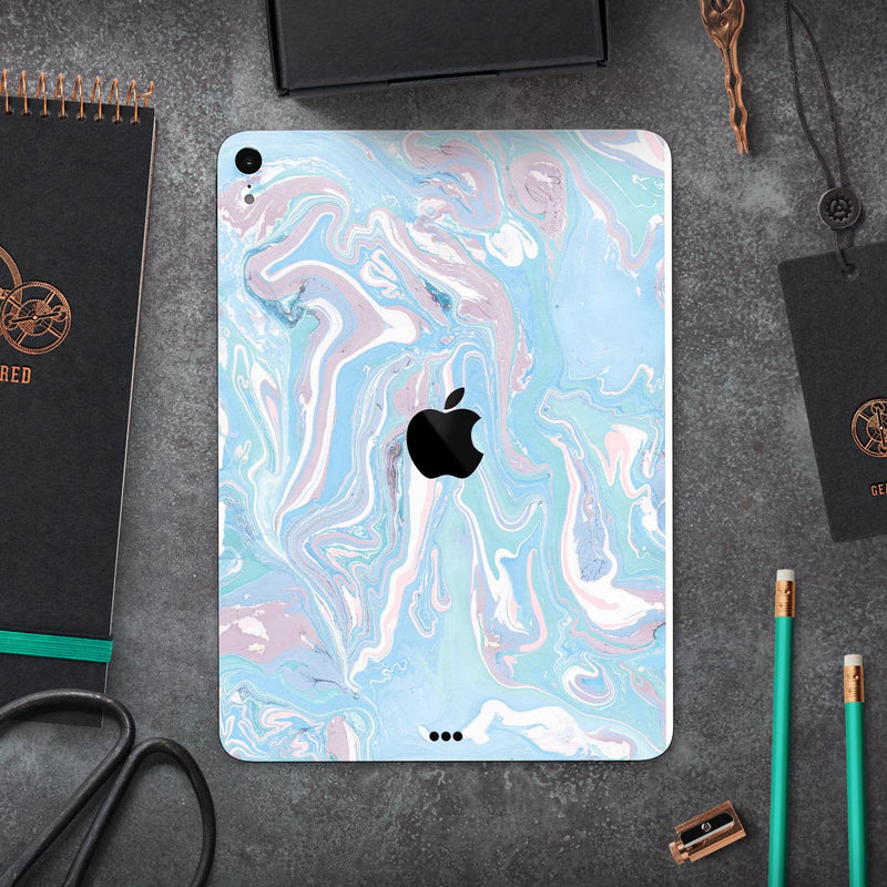 Marbleized Pink and Blue Soft v3 - Full Body Skin Decal for the Apple iPad Pro 12.9", 11", 10.5", 9.7", Air or Mini (All Models Available)
