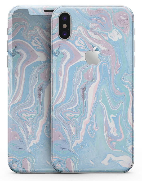 Marbleized Pink and Blue Soft v3 - iPhone X Skin-Kit