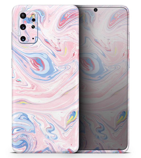 Marbleized Pink and Blue Swirl V2123 - Skin-Kit for the Samsung Galaxy S-Series S20, S20 Plus, S20 Ultra , S10 & others (All Galaxy Devices Available)
