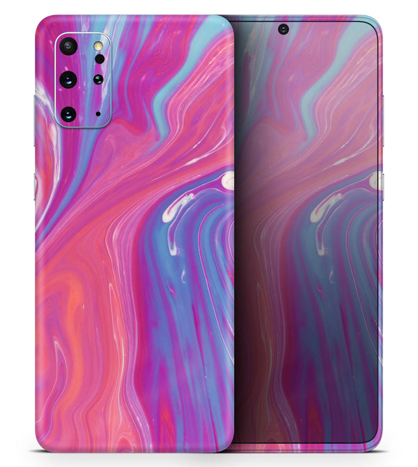 Marbleized Pink and Blue v391 - Skin-Kit for the Samsung Galaxy S-Series S20, S20 Plus, S20 Ultra , S10 & others (All Galaxy Devices Available)
