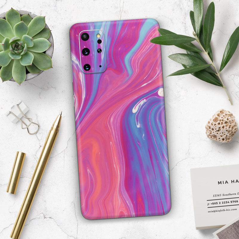 Marbleized Pink and Blue v391 - Skin-Kit for the Samsung Galaxy S-Series S20, S20 Plus, S20 Ultra , S10 & others (All Galaxy Devices Available)