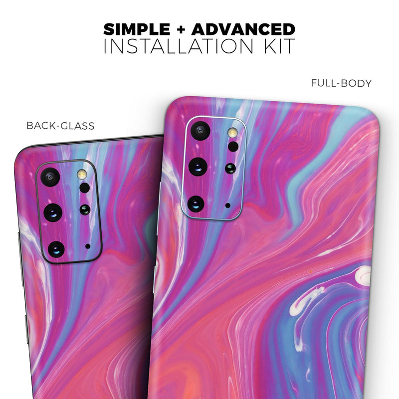 Marbleized Pink and Blue v391 - Skin-Kit for the Samsung Galaxy S-Series S20, S20 Plus, S20 Ultra , S10 & others (All Galaxy Devices Available)