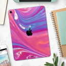 Marbleized Pink and Blue v391 - Full Body Skin Decal for the Apple iPad Pro 12.9", 11", 10.5", 9.7", Air or Mini (All Models Available)