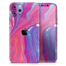 Marbleized Pink and Blue v391 - Vinyl Skin Wrap for iPhone 17 Pro Max, 17 Pro, 17 Air, 17, 16 & All Models — Soft Matte or Ultra Gloss