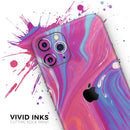 Marbleized Pink and Blue v391 - Vinyl Skin Wrap for iPhone 17 Pro Max, 17 Pro, 17 Air, 17, 16 & All Models — Soft Matte or Ultra Gloss
