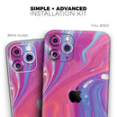 Marbleized Pink and Blue v391 - Vinyl Skin Wrap for iPhone 17 Pro Max, 17 Pro, 17 Air, 17, 16 & All Models — Soft Matte or Ultra Gloss