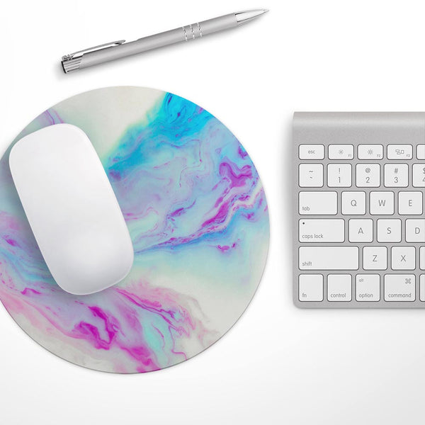Marbleized Soft Blue V32// WaterProof Rubber Foam Backed Anti-Slip Mouse Pad for Home Work Office or Gaming Computer Desk