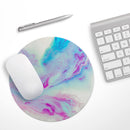 Marbleized Soft Blue V32// WaterProof Rubber Foam Backed Anti-Slip Mouse Pad for Home Work Office or Gaming Computer Desk