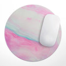 Marbleized Soft Pink// WaterProof Rubber Foam Backed Anti-Slip Mouse Pad for Home Work Office or Gaming Computer Desk